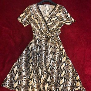 Studio One Dress Snake print python faux wrap skater fit flare in size 6.